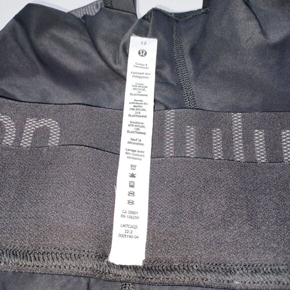 Lululemon High-Rise Training Shorts Logo Waistband Graphite Gray Womens 12 Gym - Picture 6 of 8